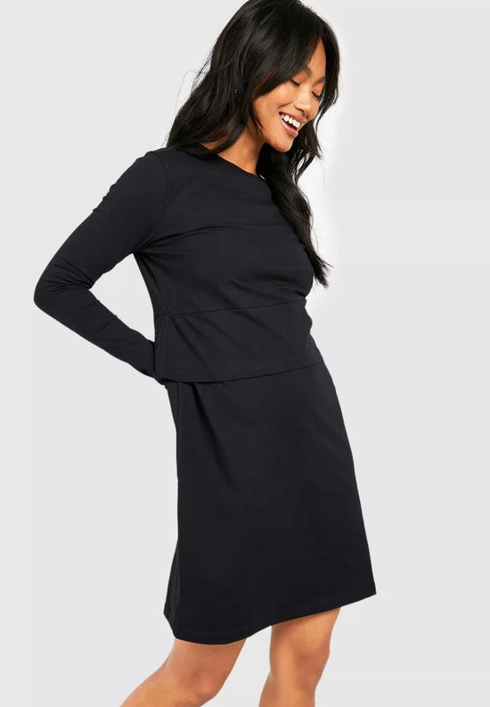 WOMENS BLACK RIB DRESS