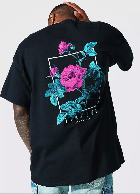 MENS BLACK PRINTED T SHIRT